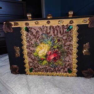 Dressy Antique Embroidered Black Purse